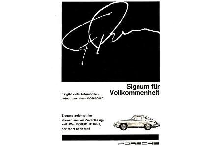 Dafür zeigt die Reklame zum Beispiel die Unterschrift des Firmengründers.