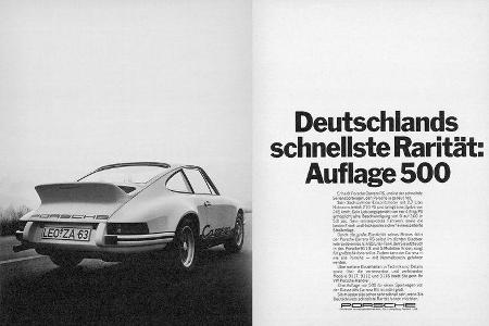 Nüchtern: weißes Auto in schwarz-weißer Anzeige mit viel Textanteil. Doch bei 500 Stück ist eh nicht viel Werbung nötig, der...
