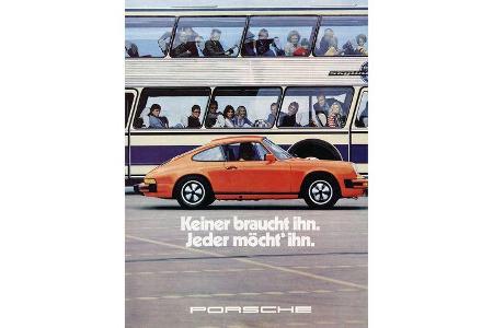1977 wirbt Porsche mit Augenzwinkern und der Begehrlichkeit des 911.