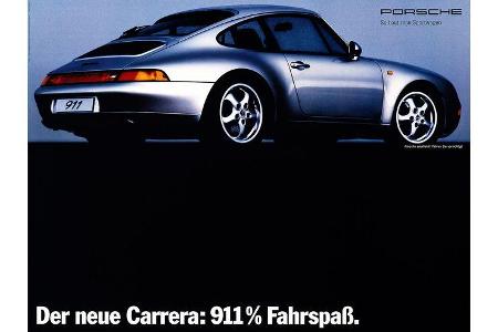 Mit der Einführung des 993 wird die Werbung etwas ruhiger.