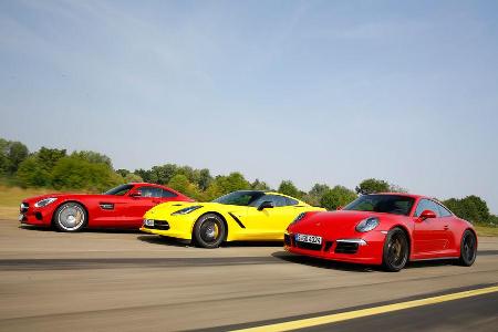 Chevrolet Corvette Stingray, Mercedes-AMG GT, Porsche 911 Carrera GTS