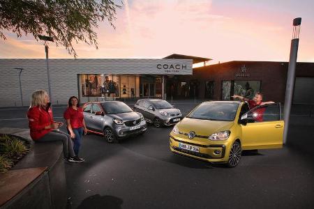 Kia Picanto 1.2, Smart Forfour 0.9, VW Up 1.0 TSI, Frontansicht Kia Picanto 1.2, Smart Forfour 0.9, VW Up 1.0 TSI, Frontansicht