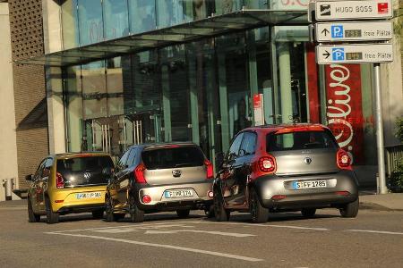 Kia Picanto 1.2, Smart Forfour 0.9, VW Up 1.0 TSI, Heckansicht