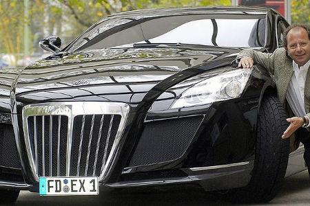 Maybach Exelero und sein Pilot Klaus Ludwig. Mit 351,54 km/h fuhr das Fahrzeug den Geschwindigkeitsweltrekord der schnellste...