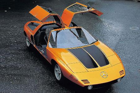 Aus dem Jahr 1970 stammt der Mercedes-Benz C111-II: Präsentation Genfer Auto Salon, Vierscheiben-Wankelmotor, ...