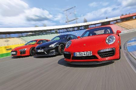 Audi R8 5.2 FSI Quattro Plus, Nissan GT-R Track Edition, Porsche 911 Turbo S