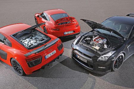 Audi R8 5.2 FSI Quattro Plus, Nissan GT-R Track Edition, Porsche 911 Turbo S