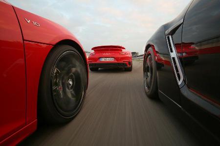 Audi R8 5.2 FSI Quattro Plus, Nissan GT-R Track Edition, Porsche 911 Turbo S