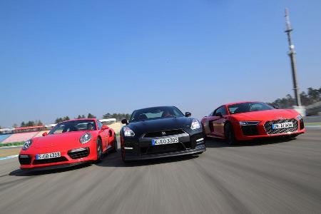 Audi R8 5.2 FSI Quattro Plus, Nissan GT-R Track Edition, Porsche 911 Turbo S