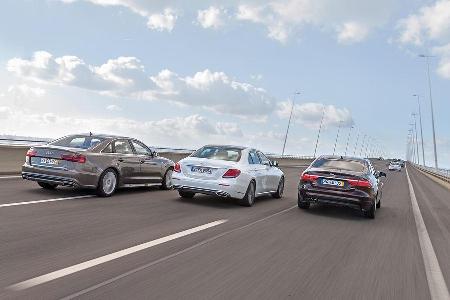 Audi A6 2.0 TDI Quattro, Mercedes E 220 d, Jaguar XF 20d