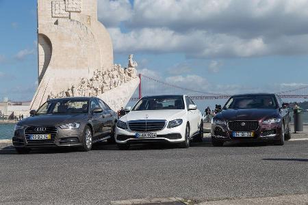 Audi A6 2.0 TDI Quattro, Mercedes E 220 d, Jaguar XF 20d