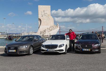 Audi A6 2.0 TDI Quattro, Mercedes E 220 d, Jaguar XF 20d