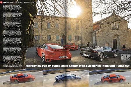 Screenshot - Porsche 911 Turbo S - Lamborghini Huracn - Audi R8 V10 plus - Sportwagen - sport auto 5/2016
