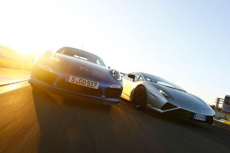 Porsche 911 Turbo S, Lamborghini Gallardo LP 570-4 Squadra Corse, Frontansicht