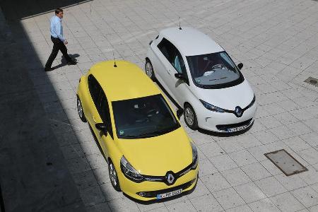 Renault Clio TCe 90, Renault Zoe, Draufsicht