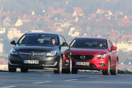 Mazda 6 Kombi, Opel Insignia Sports Tourer, Frontansicht Mazda 6 Kombi, Opel Insignia Sports Tourer, Frontansicht