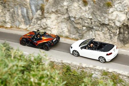 KTM X-Bow GT, VW Golf R Cabriolet, Seitenansicht