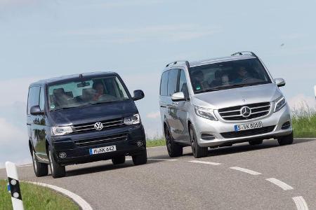 Mercedes V 250 Bluetec, VW Multivan 2.0 BiTDI BMT, Frontansicht