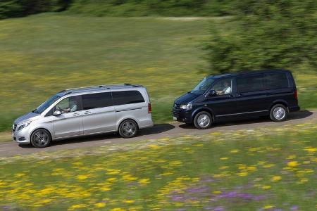 Mercedes V 250 Bluetec, VW Multivan 2.0 BiTDI BMT, Seitenansicht