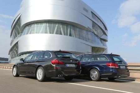 BMW 518d Touring, Mercedes E 200 CDI T, Heckansicht