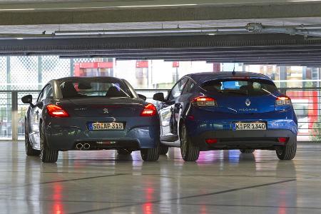 Peugeot RCZ und Renault Mgane Coup Rckansicht