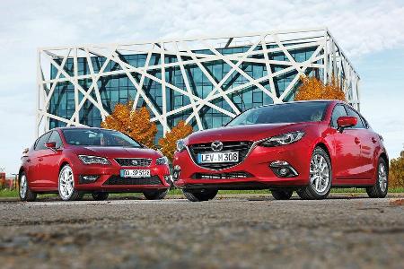 Seat Leon 2.0 TDI, Mazda 3 Skyaktiv D 150, Frontansicht