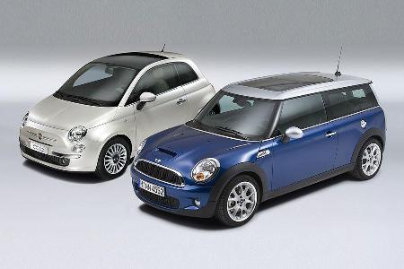 Mini - hier der Cooper S Clubman - und Fiat 500 sind knuffige Neo-Klassiker.