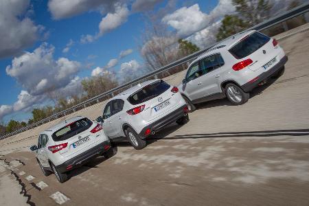 Mazda CX-5, Nissan Qashqai, VW Tiguan, Heckansicht
