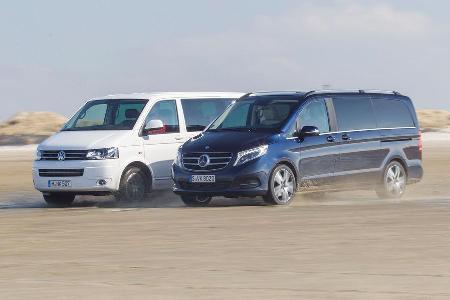 Mercedes V 250 Bluetec, VW Multivan 2.0 BiTDI, Seitenansicht