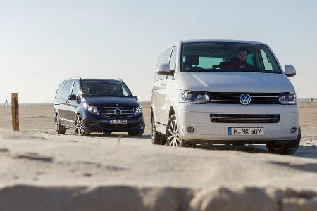 Mercedes V 250 Bluetec, VW Multivan 2.0 BiTDI, Frontansicht