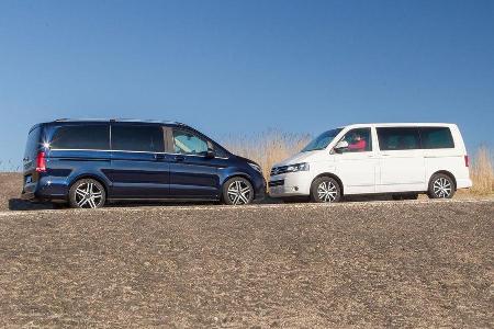 Mercedes V 250 Bluetec, VW Multivan 2.0 BiTDI, Seitenansicht