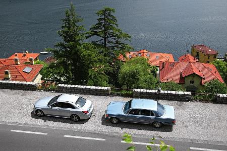 Mercedes 450 SEL 6.9, Mercedes C 250 Bluetec, Seitenansicht