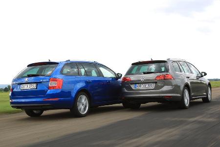 VW Golf Variant 2.0 TDI, Skoda Octavia Combi 2.0 TDI, Heckansicht