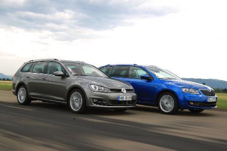 VW Golf Variant 2.0 TDI, Skoda Octavia Combi 2.0 TDI, Seitenansicht