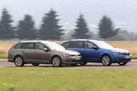 VW Golf Variant 2.0 TDI, Skoda Octavia Combi 2.0 TDI, Seitenansicht