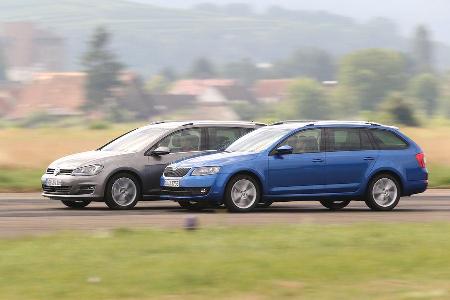 VW Golf Variant 2.0 TDI, Skoda Octavia Combi 2.0 TDI, Seitenansicht