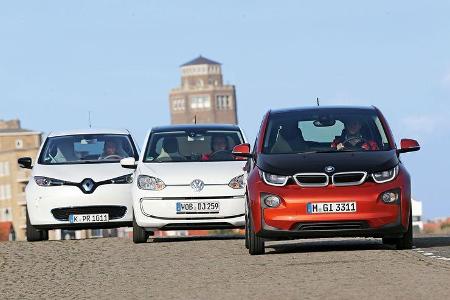 BMW i3, Renault Zoe, VW E-Up, Frontansicht