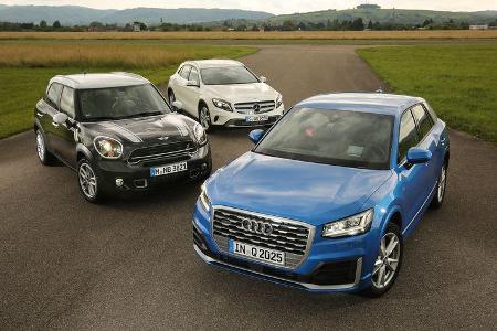 Audi Q2, Mercedes GLA, Mini Countryman, Frontansicht