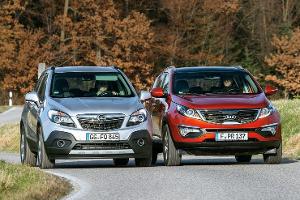 Kia Sportage 1.7 CRDi, Opel Mokka 1.7 CDTi, Frontansicht