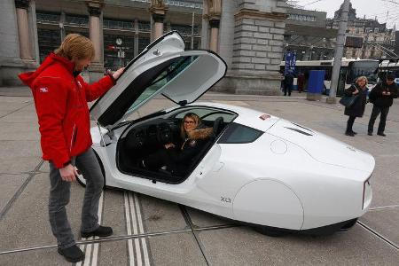 VW XL1, Heckansicht, Marcus Peters, Sitzprobe