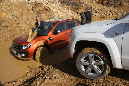 Ford Ranger 3.2 TDCi Wildtrak, VW Amarok 2.0 BiTDI Highline, Front, Gelnde Ford Ranger 3.2 TDCi Wildtrak, VW Amarok 2.0 BiTDI Highline, Front, Gelnde