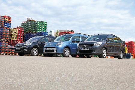 Dacia Lodgy dCi 90, Peugeot Partner Tepee HDi 115, Renault Kangoo dCi 90 energy, Seitenansicht