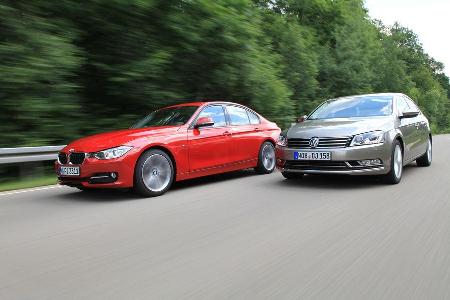 BMW 320d Automatik, VW Passat 2.0 TDI DSG, Seitenansicht