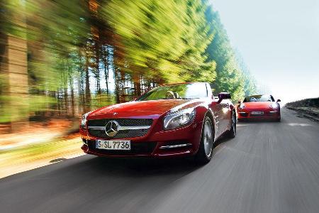 Mercedes SL 500, Porsche 911 Carrera S Cabrio, Frontansicht