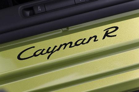 Porsche Cayman R, Schriftzug