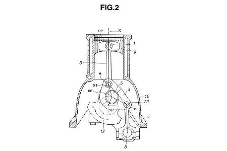 Infiniti VC-T Motor variable Kompression Patentzeichnungen