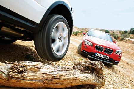 BMW X1 x-Drive 25d, Range Rover Evoque 2.2 SD, Gelände
