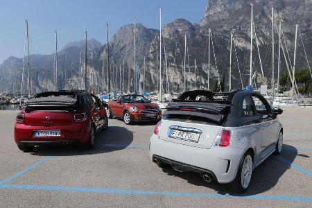 Abarth 595C, Citron DS3, Mini Roadster, Heckansicht Abarth 595C, Citron DS3, Mini Roadster, Heckansicht