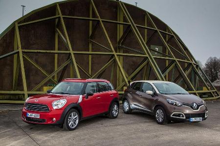 Renault Captur dCi 90, Mini One D Countryman, Frontansicht