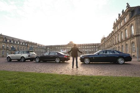 Rolls-Royce Ghost, Bentley Flying Spur, Range Rover 5.0 V8 SC, Seitenansicht